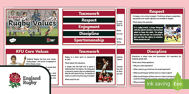 FREE! - England Rugby Six Nations Rugby Values Discussion Cards 7-11